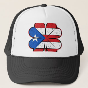 Casquette Drapeau Trèfle de Porto Rico Gravure Vintage Vecte