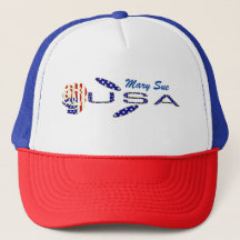 Drapeau USA Rose sur le côté Bleu Personnalisé