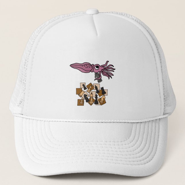 Casquette Drôle calmar Jouer jeu d'échecs Caricature (Devant)