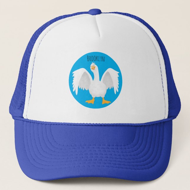 Casquette Drôle curieuse dessin animé d'oie domestique (Devant)