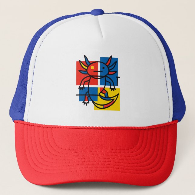 Casquette Drôle de motif d'art abstrait Axolotl Piet Mondria (Devant)