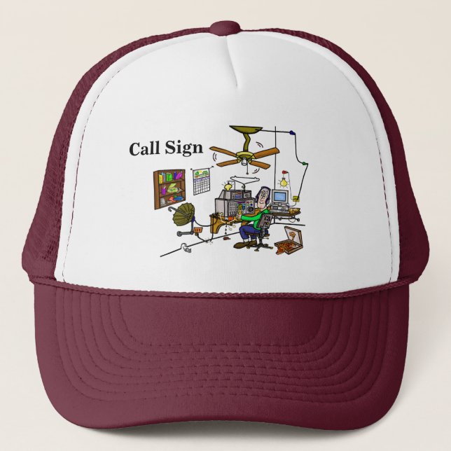 Casquette drôle de radio-amateur de caverne de (Devant)