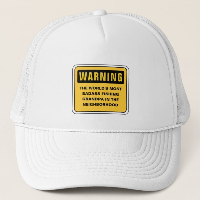 Casquette Drôle Fête des pères de pêche Avertissement Badass (Devant)