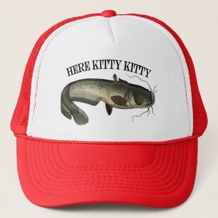Casquette Drôle poisson de pêche ici Kitty Kitty Trucker Cha