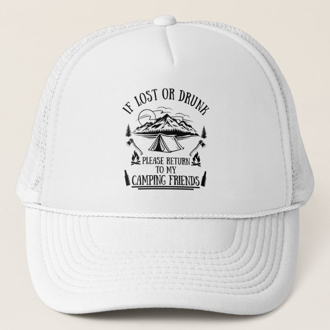 Casquette Drôle slogan camper camping à boire des paroles (Devant)