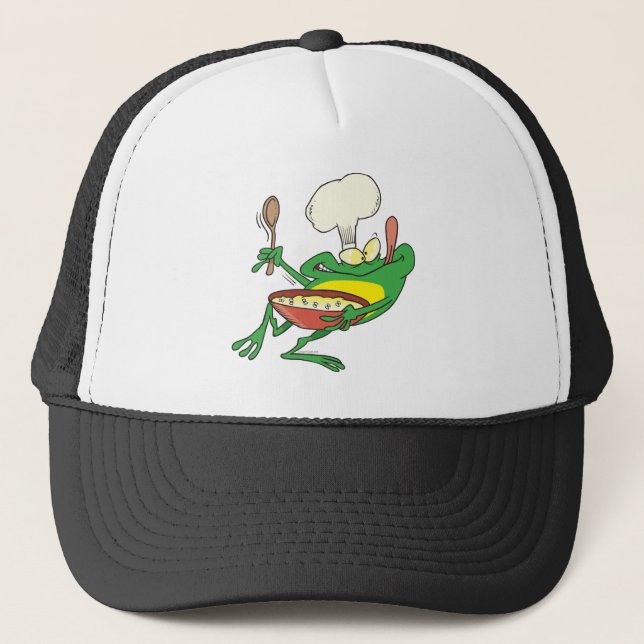 Casquette drôle stupide cuisine chef grenouille dessin animé (Devant)