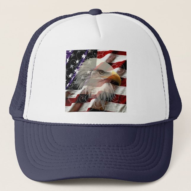 Casquette du drapeau américain de l'aigle (Devant)