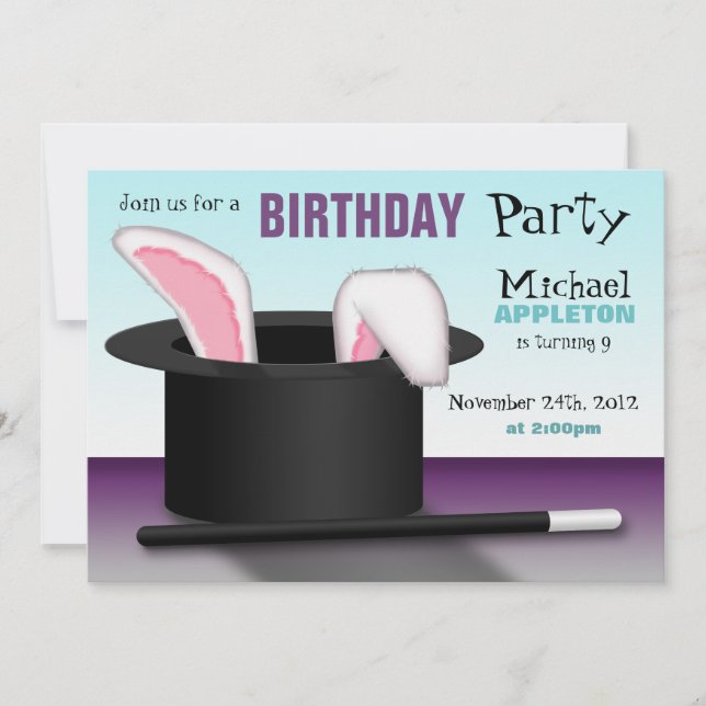 Casquette du magicien - Invitations du parti Anniv (Devant)