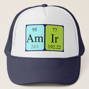 casquette du nom de la table périodique Amir