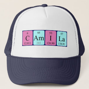 Casquette du nom de table périodique Camila