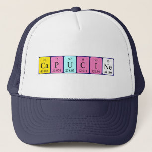Casquette du nom de table périodique de la capucin