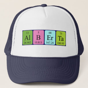 Casquette du nom de table périodique de l'Alberta
