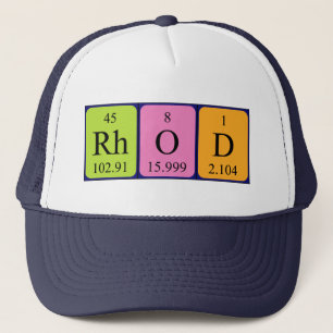 Casquette du nom de table périodique du Rhod