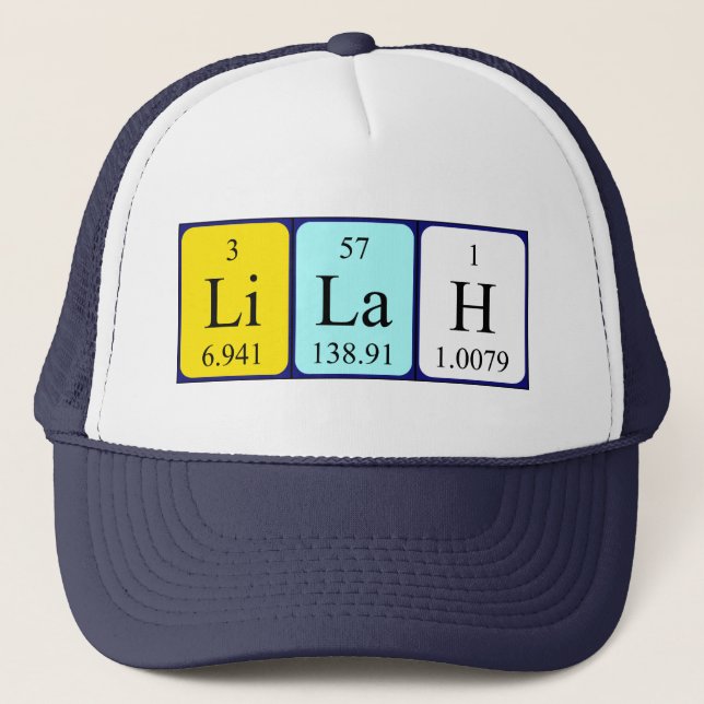 Casquette du nom de table périodique Lilah (Devant)