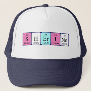 Casquette du nom de table périodique Sherine