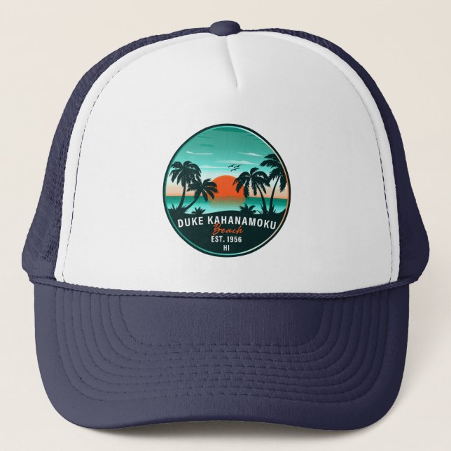 Casquette Duke Kahanamoku Beach Hawaii Retro Sunset Souvenir (Devant)