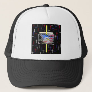 Casquette Eagle chauve américain, le drapeau et la croix