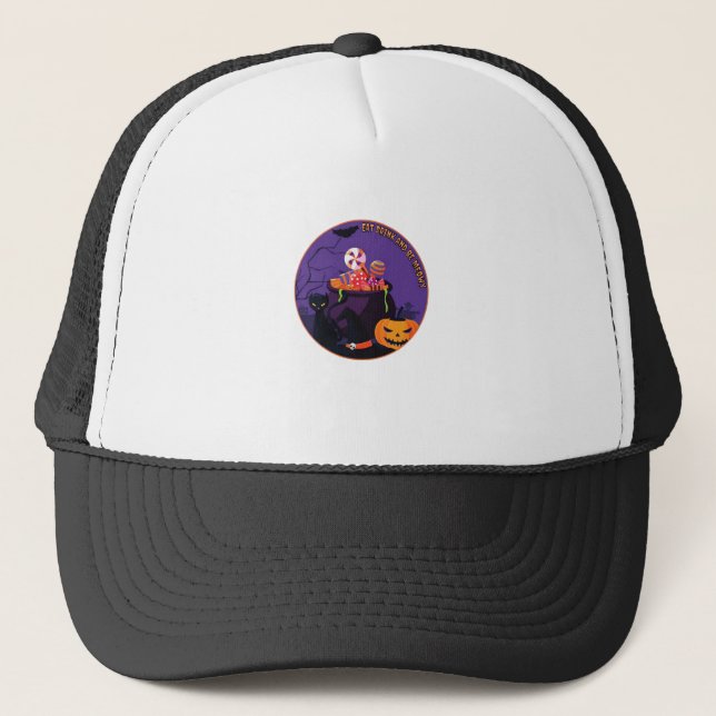 Casquette Eat Drink And Be Meowy Cute Casual (Devant)