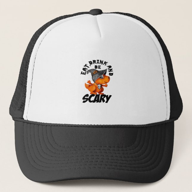 Casquette Eat Drink And Be Scared Funny Quote (Devant)