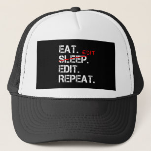 Casquette Eat Sleep Modifier Répéter drôle éditeur cadeau