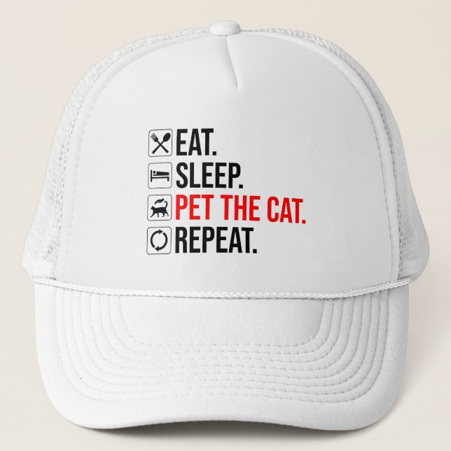 Casquette Eat. Sleep. Pet The Cat. Repeat (Devant)