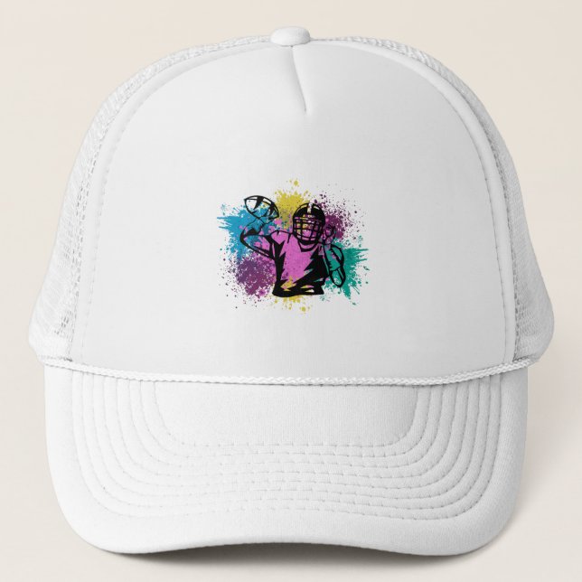 Casquette Éclaboussures de couleur grunge de football améric (Devant)