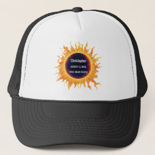 Casquette Éclipse solaire totale aquarelle audacieuse Nom 20