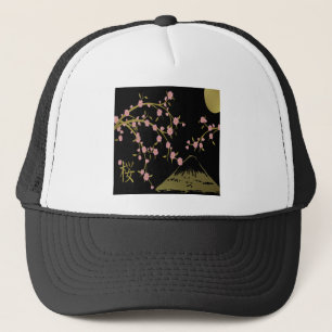 Casquette Écran noir rose Sakura or noir