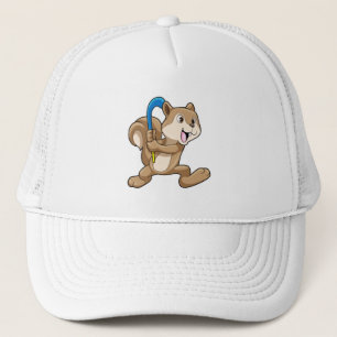Casquette Écureuil au hockey sur gazon avec bâton de hockey