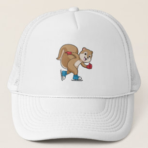 Casquette Écureuil au patinage sur glace avec patins sur gla