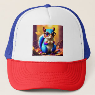Casquette Écureuil bleu mignon avec lunettes