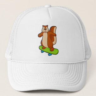 Casquette Écureuil comme patineur avec skateboard