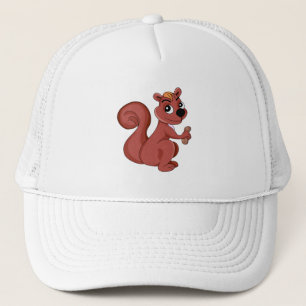 Casquette Écureuil de dessin animé mignon avec une cacahuète