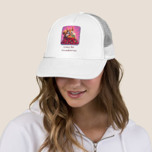 Casquette Écureuil duveteux « Fou de fraises », drôle