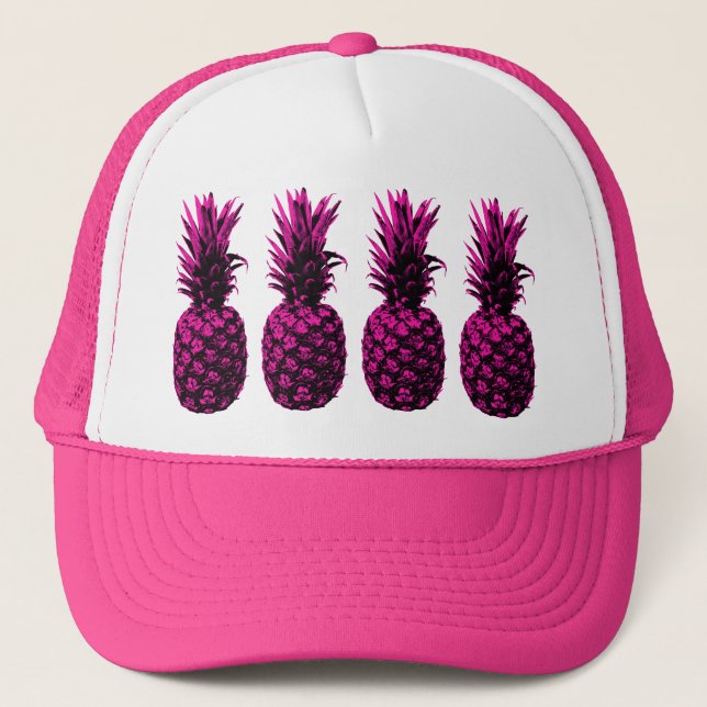Casquette Élégant ananas rose tropicale (Devant)
