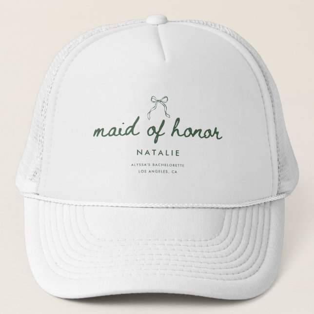 Casquette Elegant Coquette Script Maid of Honor's Name (Devant)