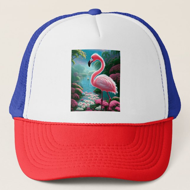 Casquette Élégant Flamant rose tropical-70852 (Devant)