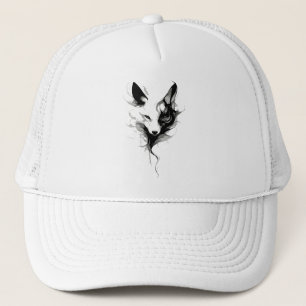 Casquette Elégant Loup blanc en encre noire