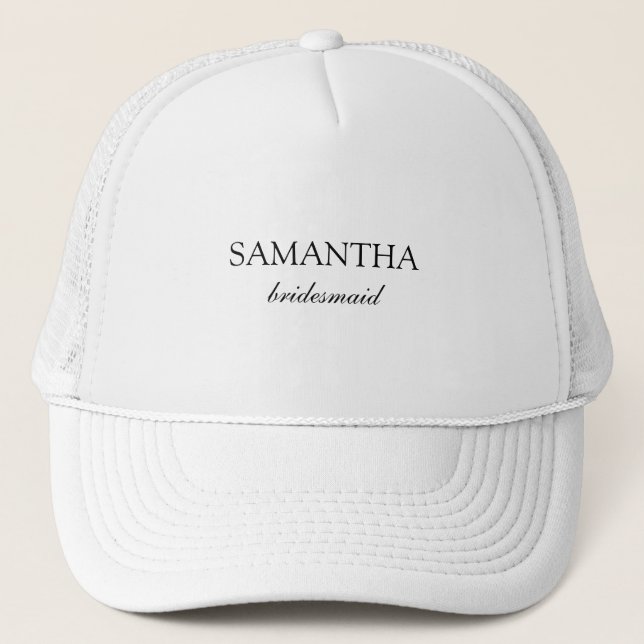 Casquette Élégant Mariage Minimaliste Blanc Écriture Demoise (Devant)