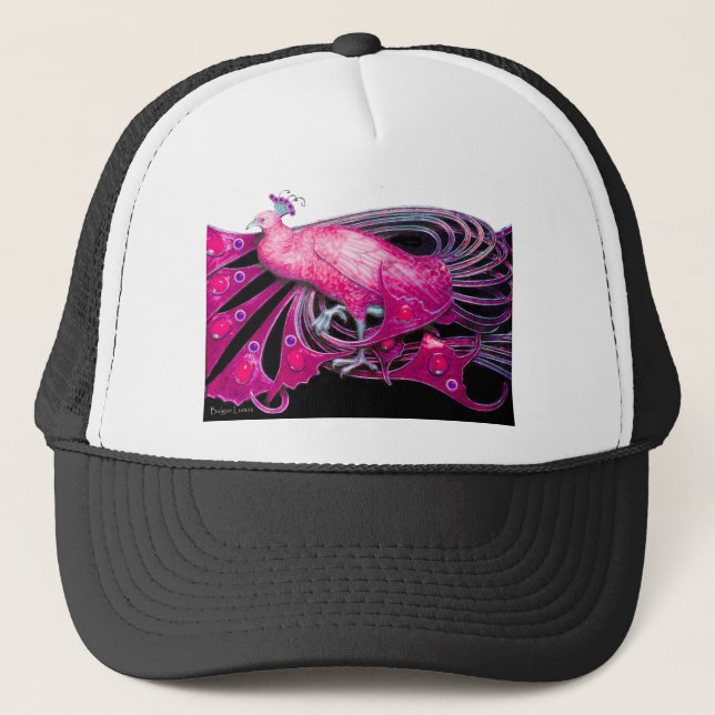 CASQUETTE ELÉGANT PEACOCK EN ROSE, FUCHSIA, NOIR (Devant)