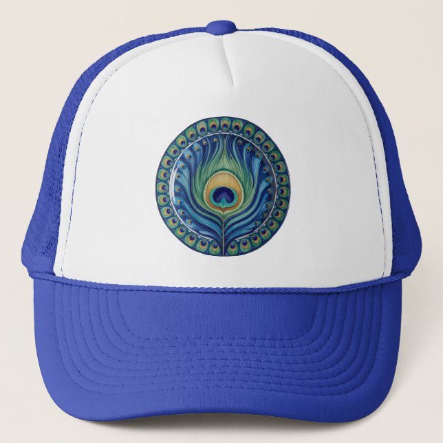 Casquette Elégant Peacock Feather Mandala (Devant)