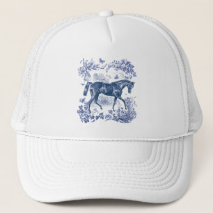 Casquette Elégant Vintage Rustic Blue Horse Country Toile