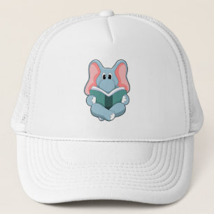 Casquette Eléphant à la lecture avec livre