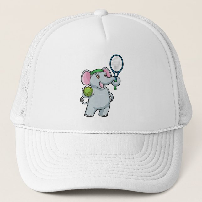 Casquette Elephant au Tennis avec raquette de tennis (Devant)