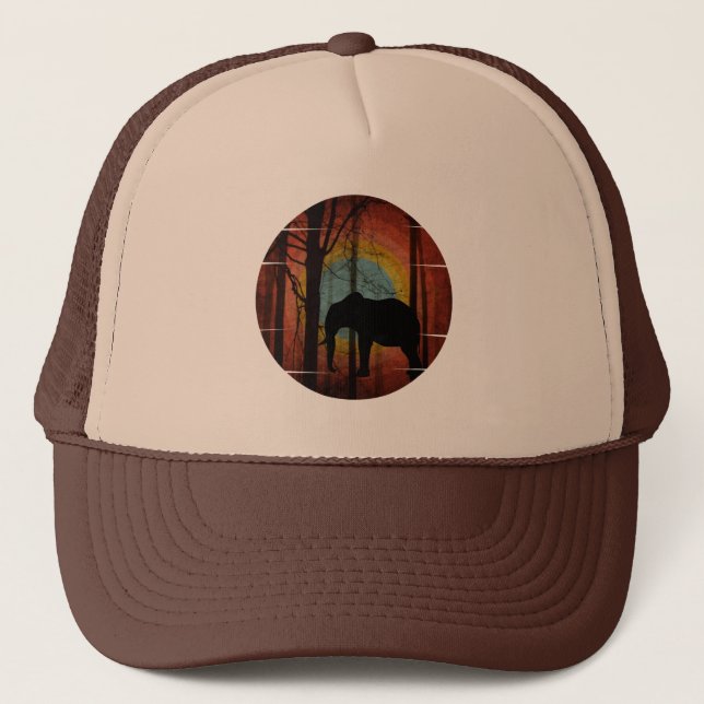 CASQUETTE ÉLÉPHANT DANS LE CHAT DU TRUCKER DE FORÊT DE BOIS (Devant)