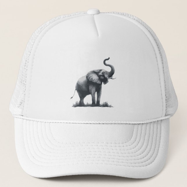 Casquette Eléphant majestueux avec tronc élevé (Devant)