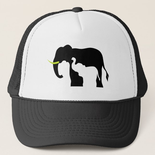 Casquette Eléphants noirs et blancs (Devant)