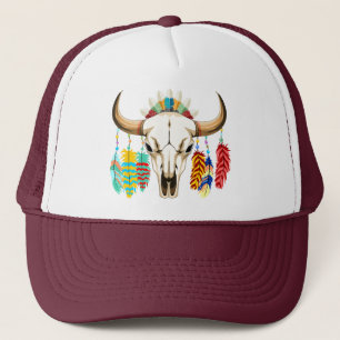 Casquette Emblème amérindien de crâne de buffle