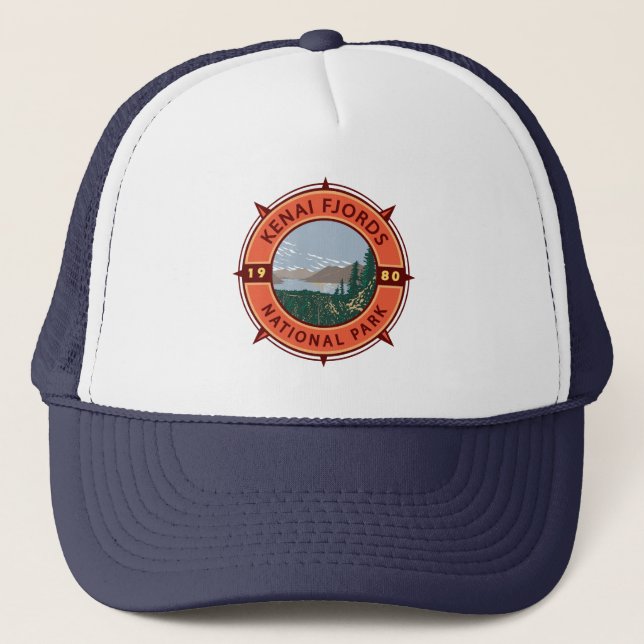 Casquette Emblème de compass rétro du parc national Kenai Fj (Devant)