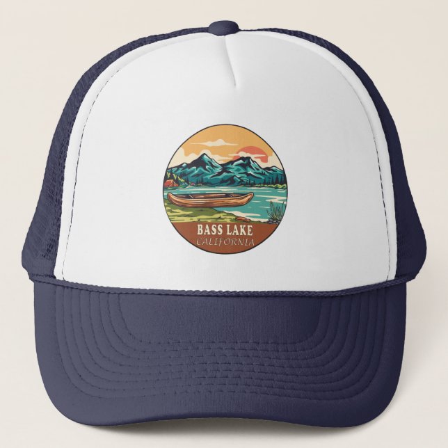 Casquette Emblème de pêche nautique de Bass Lake California (Devant)